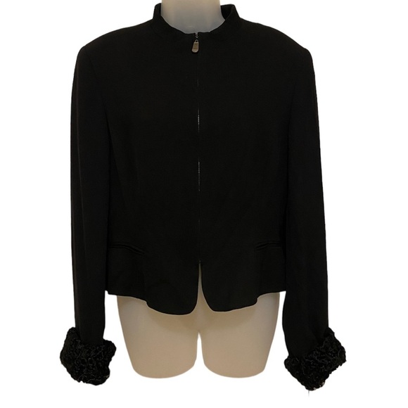 Vintage Jackets & Blazers - Vintage BICCI Florine Wachter Wool Suit Jacket Persian Lamb Cuffs Size 14